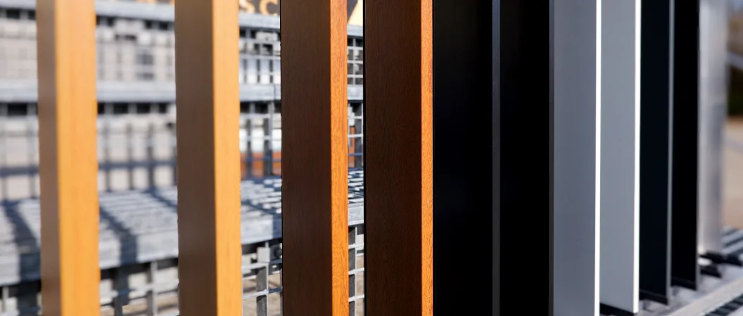 Żaluzje tarasowe pionowe Vertical – pionowe deseczki w kolorach drewna i aluminium